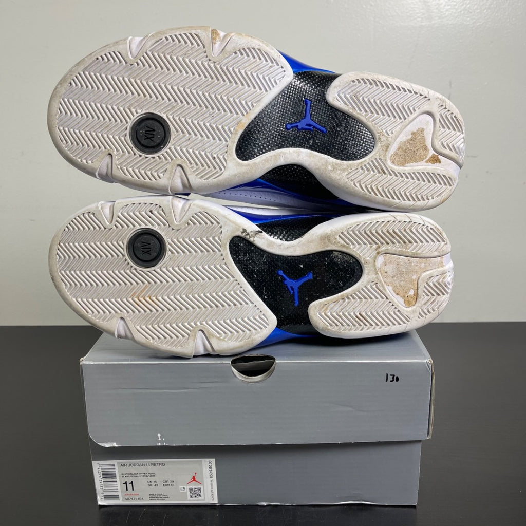 Jordan 14 Retro White Hyper Royal 11 (Moderately Worn Pre-Owned)JordanWhite/Black-Hyper Royal - Image 5