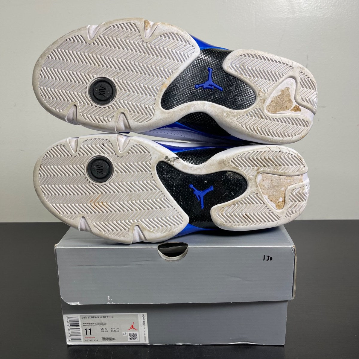 Jordan 14 Retro White Hyper Royal 11 (Moderately Worn Pre-Owned)JordanWhite/Black-Hyper Royal - Image 5