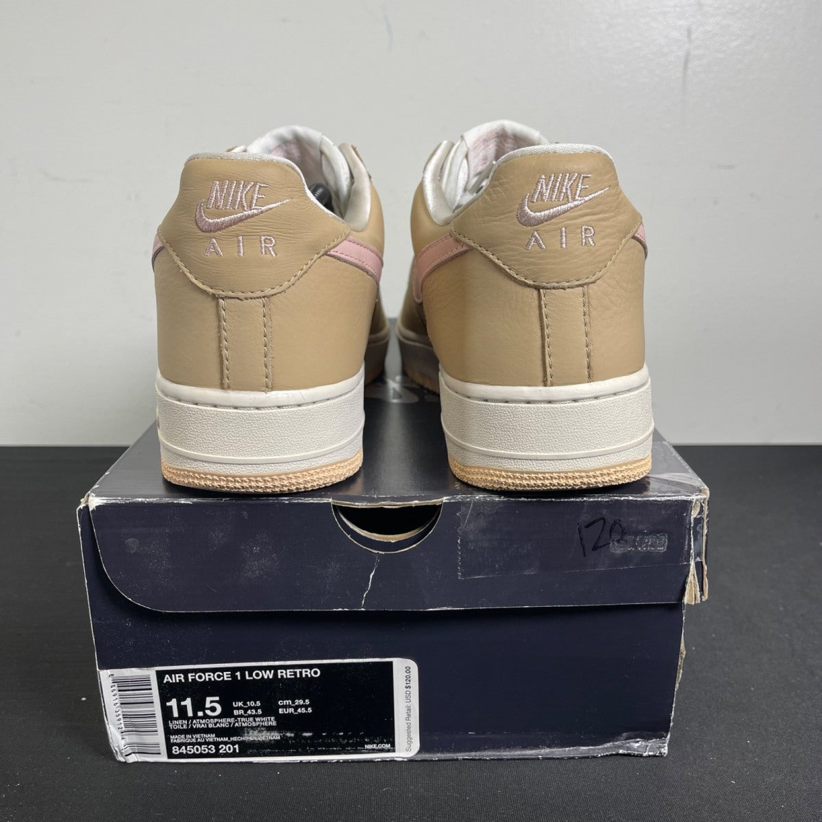 Nike Air Force 1 Low Linen (2016/2024) 11.5 (Moderately Worn Pre-Owned)NikeLinen/Atmosphere-True-White - Image 4