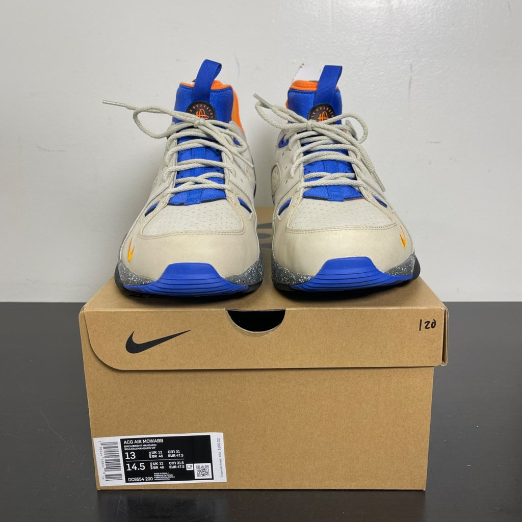 Nike ACG Air Mowabb OG Rattan Birch (2021) 13 (Moderately Worn Pre-Owned)NikeBirch/Bright Mandarin-Hyper Royal-Rattan - Image 2