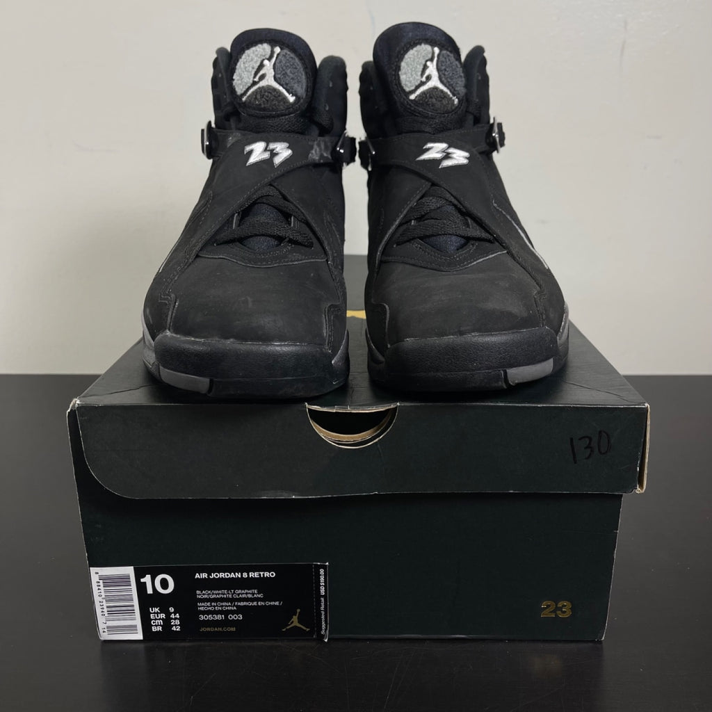 Jordan 8 Retro Chrome (2015) 10 (Moderately Worn Pre-Owned)JordanBlack/White-Light Graphite - Image 2