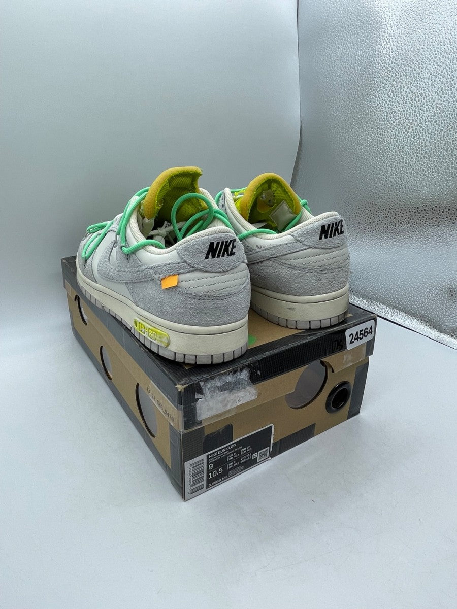 Nike Dunk Low Off-White Lot 14 9 (Moderately Worn Pre-Owned)NikeSail/Neutral Grey-Electro Green - Image 4