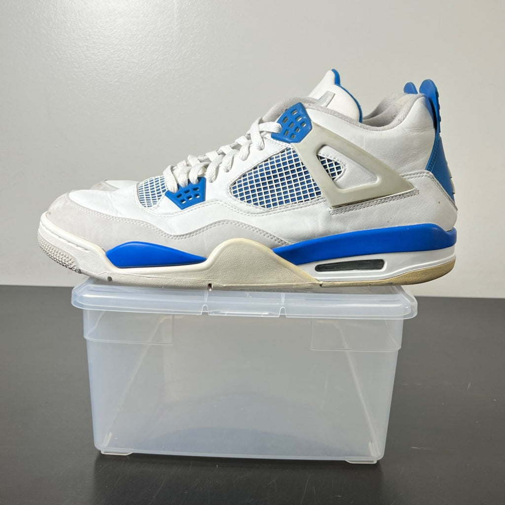Jordan 4 Retro Military Blue (2012) 14 (Heavily Worn Pre-Owned)JordanWhite/Military Blue-Neutral Grey - Image 3