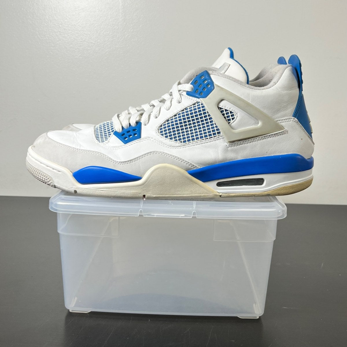 Jordan 4 Retro Military Blue (2012) 14 (Heavily Worn Pre-Owned)JordanWhite/Military Blue-Neutral Grey - Image 3