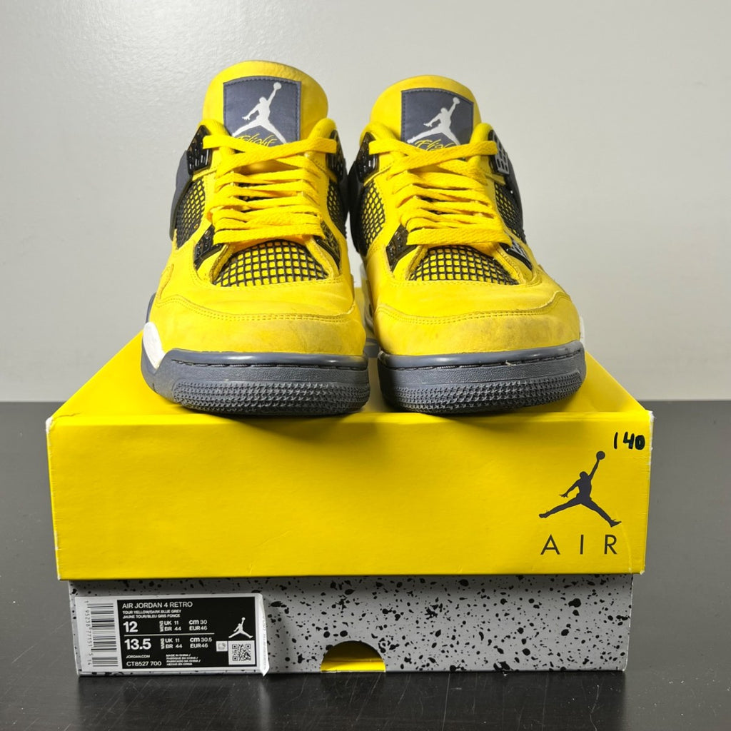 Jordan 4 Retro Lightning (2021) 12 (Moderately Worn Pre-Owned)JordanTour Yellow/White-Dark Blue Grey - Image 2