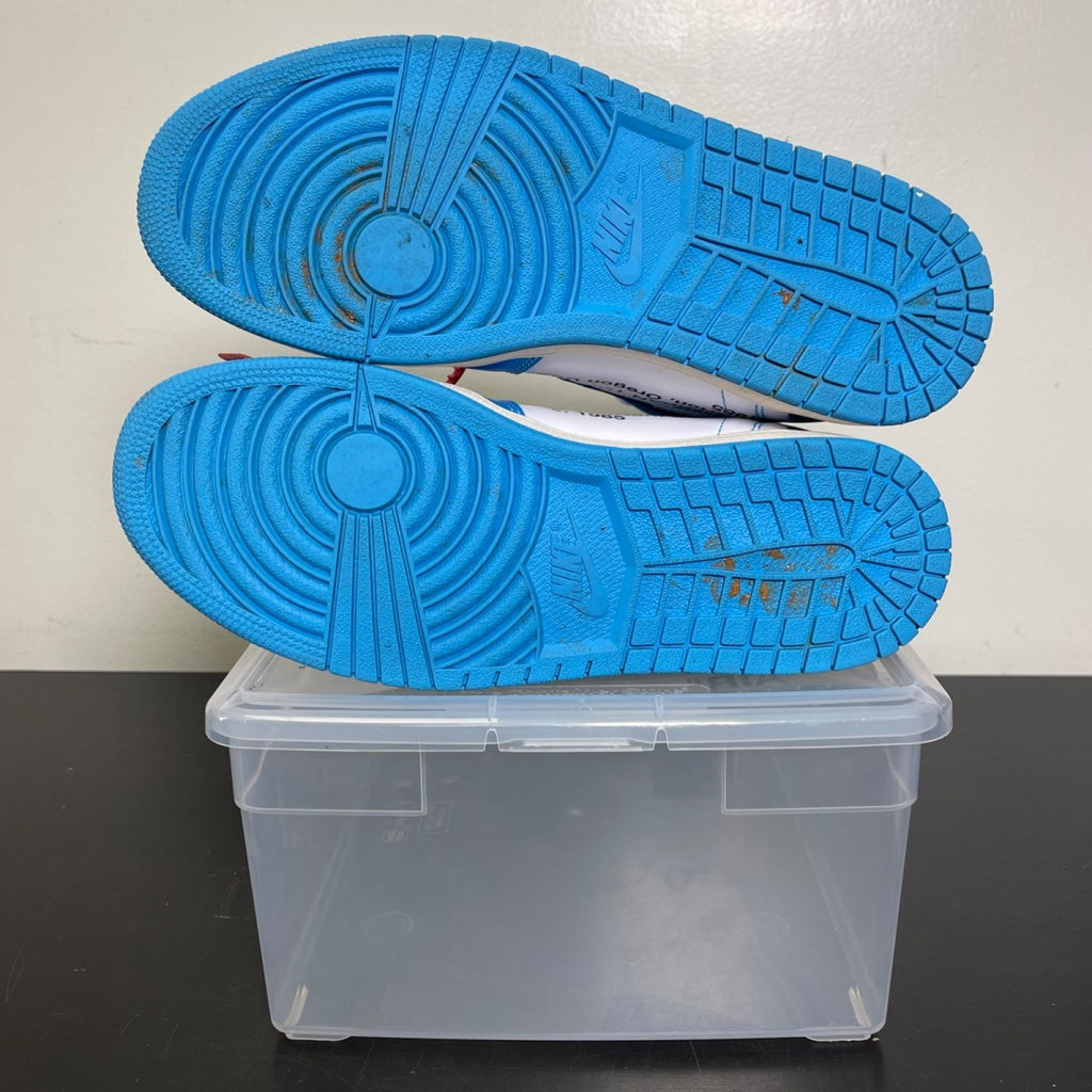 Jordan 1 Retro High Off-White University Blue 9.5 (Moderately Worn Pre-Owned)JordanWhite/Dark Powder Blue-Cone - Image 5