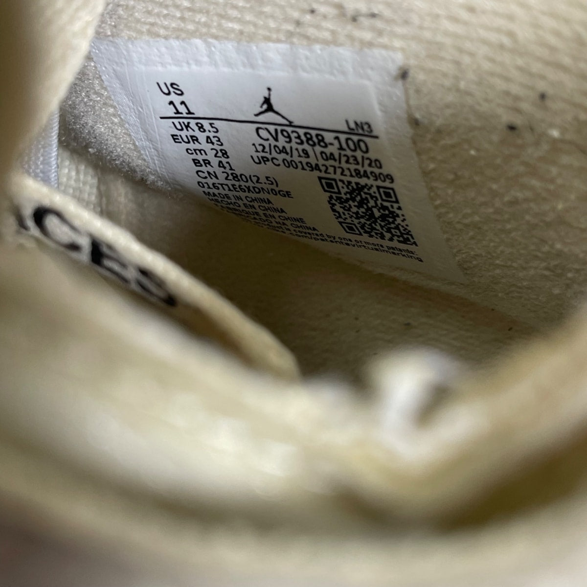 Jordan 4 Retro Off-White Sail (Women's) 11W (Moderately Worn Pre-Owned)JordanSail/Muslin-White-Black - Image 6