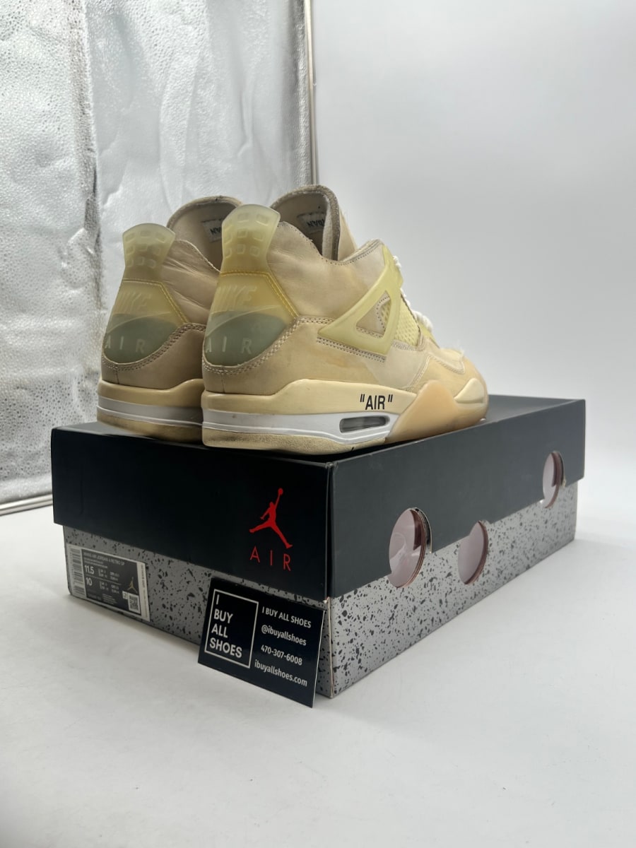 Jordan 4 Retro Off-White Sail (Women's) 11.5W (Moderately Worn Pre-Owned) - Image 5