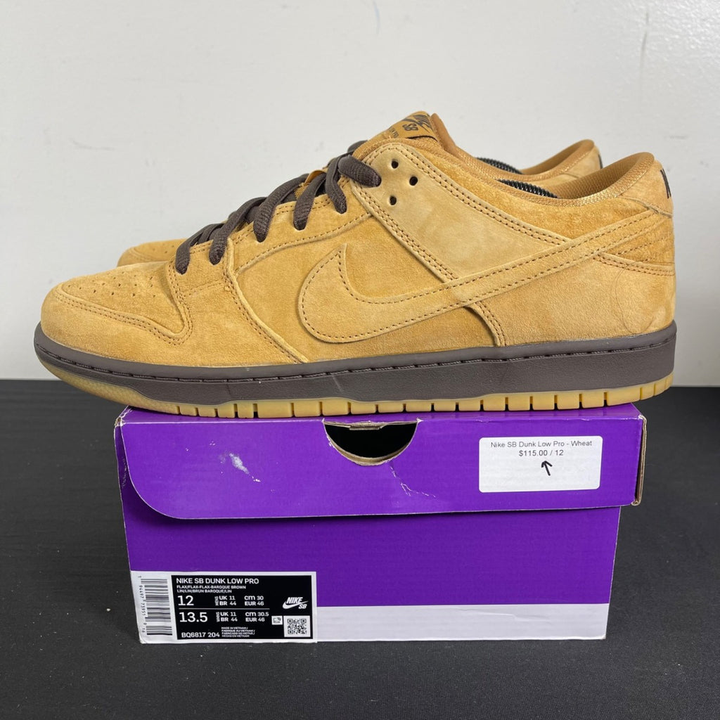 Nike SB Dunk Low Wheat 12 (Moderately Worn Pre-Owned)NikeWheat/Wheat-Baroque Brown-Gum - Image 3