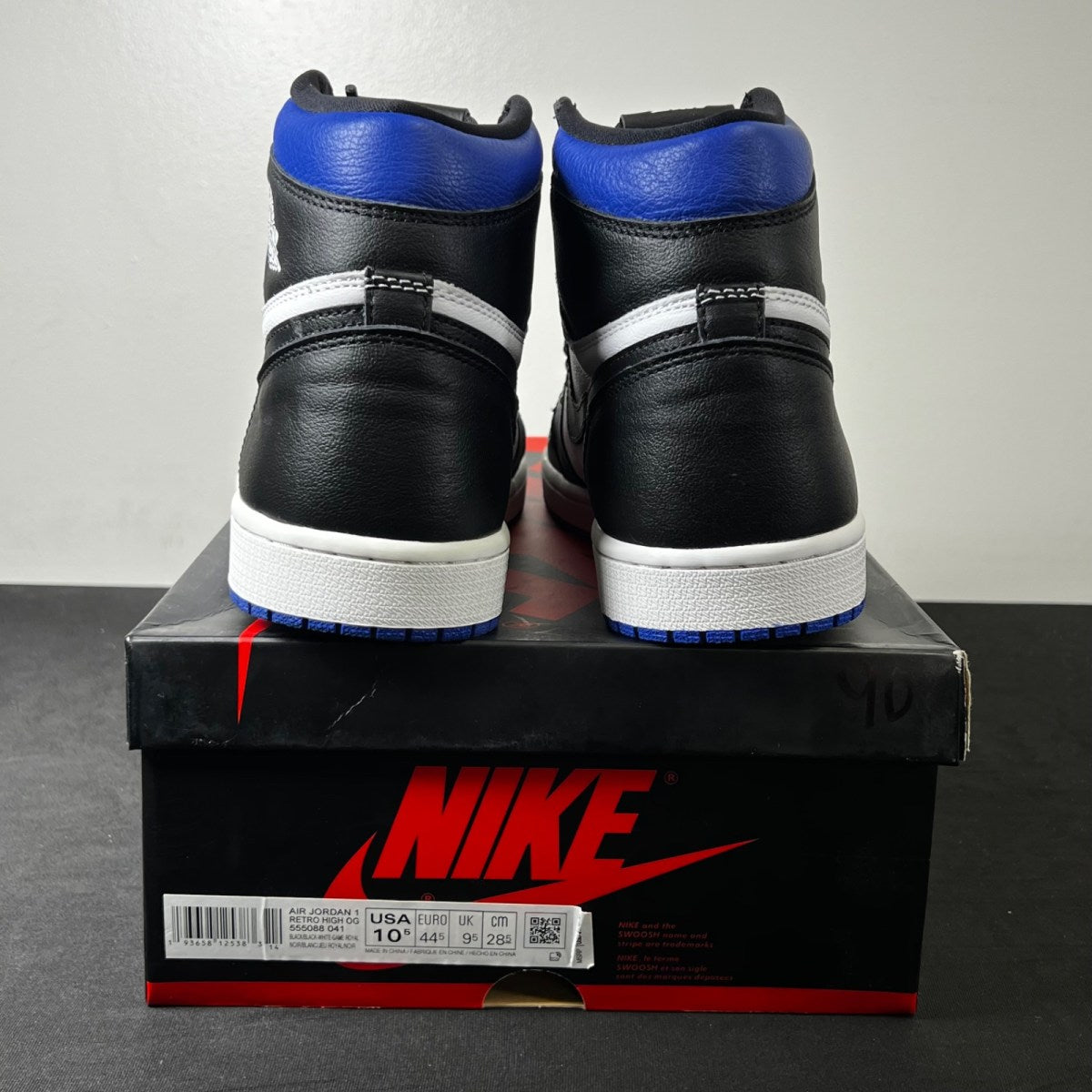 Jordan 1 Retro High Royal Toe 10.5 (Lightly Worn Pre-Owned)JordanBlack/White-Game Royal-Black - Image 4