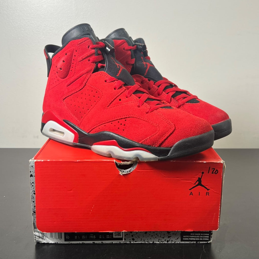 Jordan 6 Retro Toro Bravo 10 (Lightly Worn Pre-Owned)JordanVarsity Red/Black - Image 1