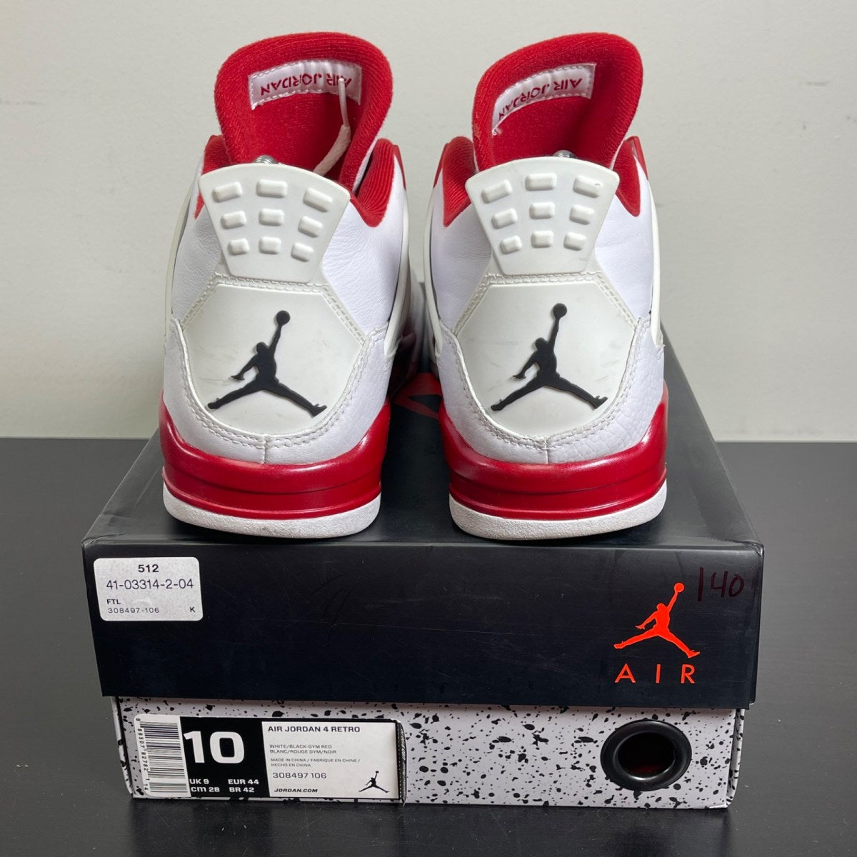 Jordan 4 Retro Alternate 89 10 (Moderately Worn Pre-Owned)JordanWhite/Black-Gym Red - Image 4