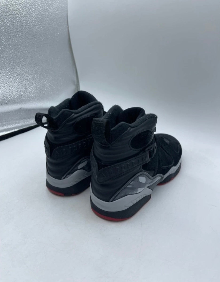 Jordan 8 Retro Black Cement (GS) 5Y (Moderately Worn Pre-Owned)JordanBlack/Gym Red-Black-Wolf Grey - Image 3