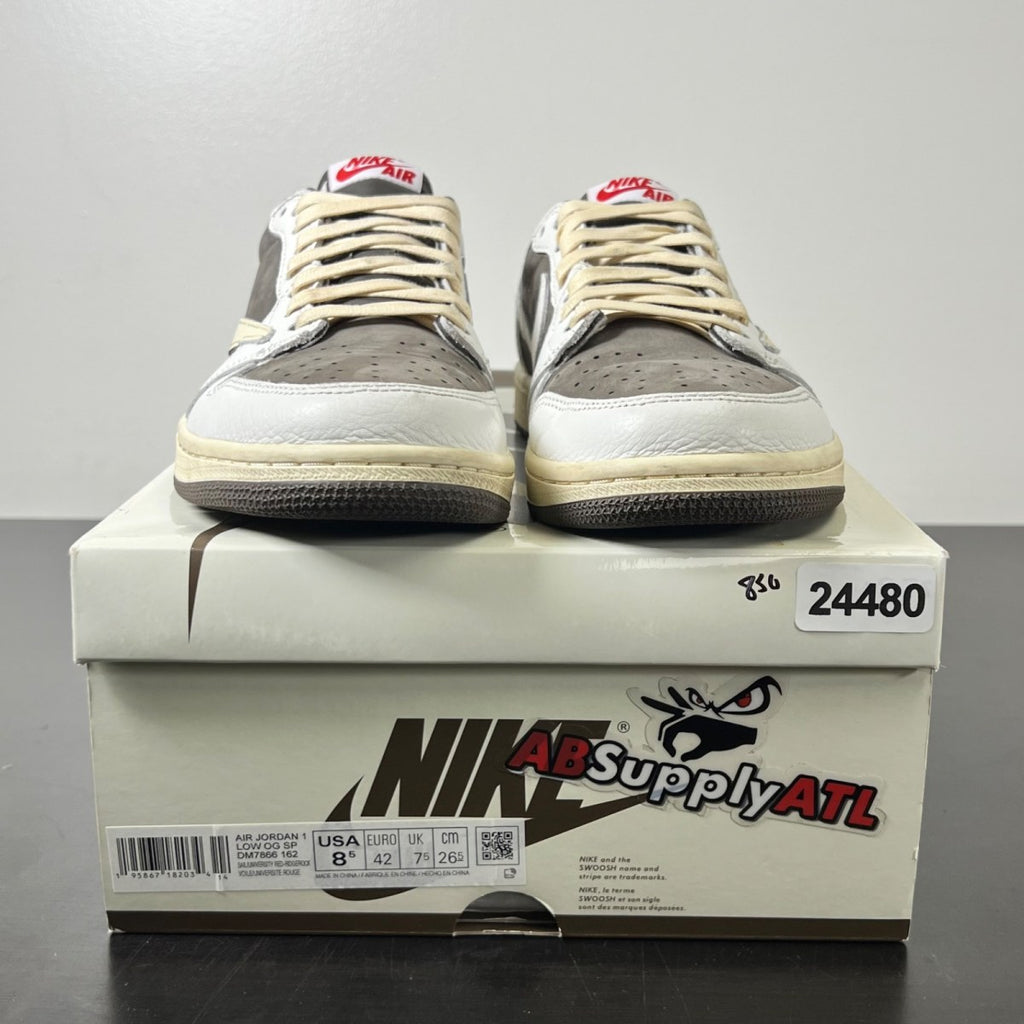 Jordan 1 Retro Low OG SP Travis Scott Reverse Mocha 8.5 (Moderately Worn Pre-Owned)JordanSail/University Red-Ridgerock - Image 2