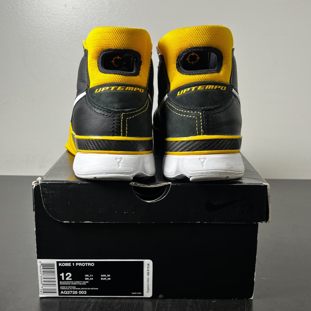 Nike Kobe 1 Protro Black Maize 12 (Lightly Worn Pre-Owned)NikeBlack/White-Varsity Maize - Image 5