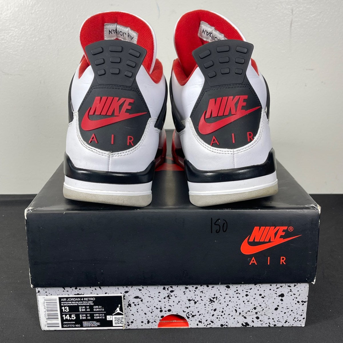 Jordan 4 Retro Fire Red (2020) 13 (Moderately Worn Pre-Owned)JordanWhite/Black-Tech Grey-Fire Red - Image 4