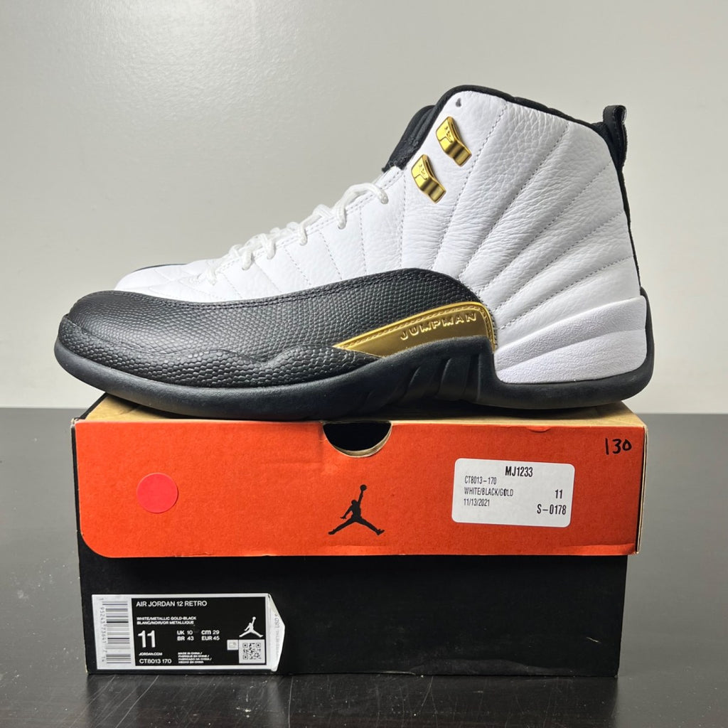 Jordan 12 Retro Royalty Taxi 11 (Lightly Worn Pre-Owned)JordanWhite/Black-Metallic Gold - Image 3
