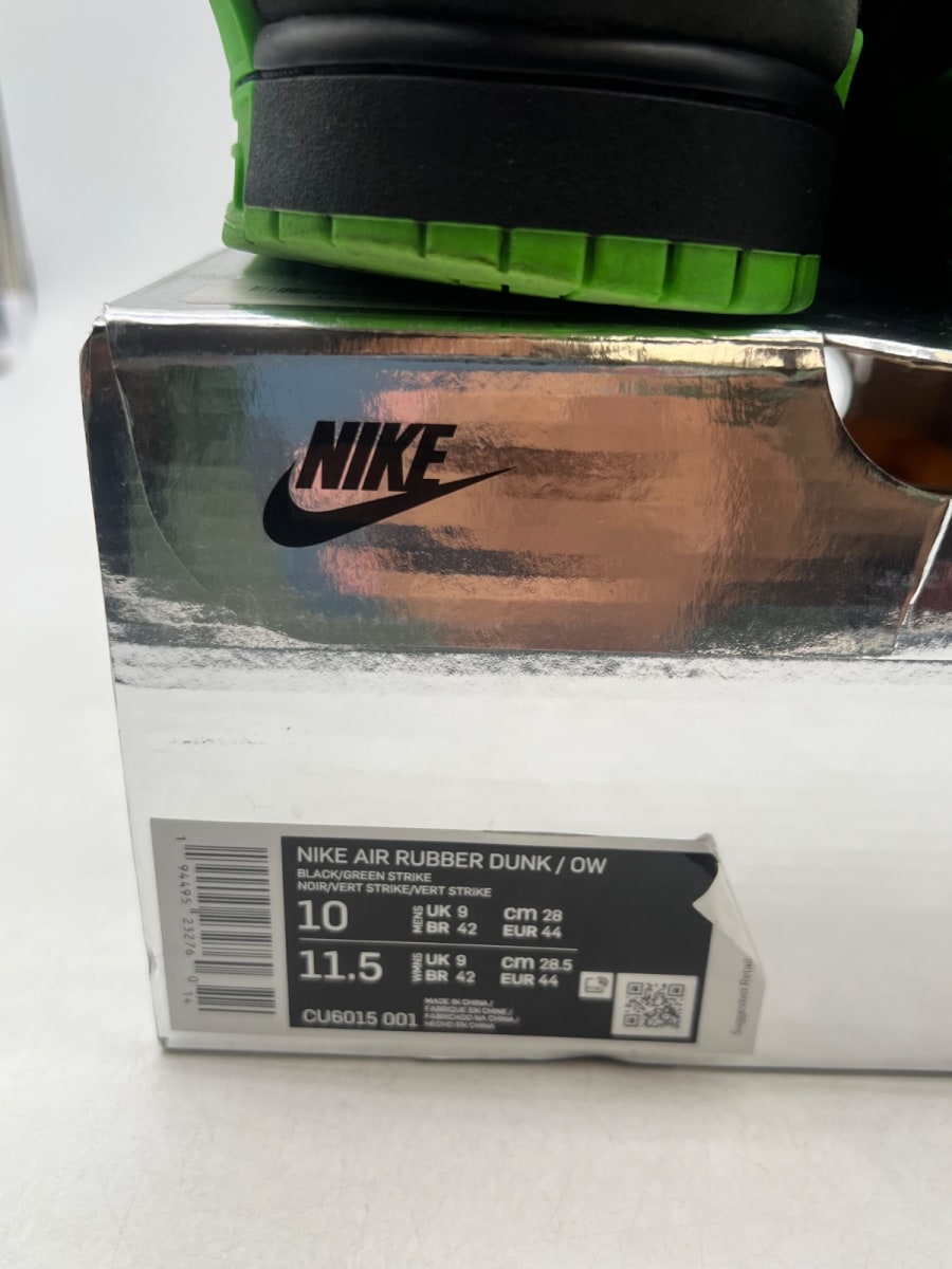 Nike Air Rubber Dunk Off-White Green Strike 10 (Lightly Worn Pre-Owned)NikeBlack/White-Green Strike - Image 4