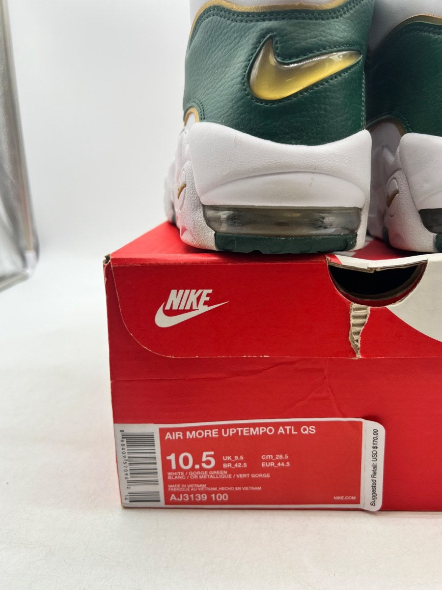 Nike Air More Uptempo Atlanta 10.5 (Lightly Worn Pre-Owned)NikeWhite/Gorge Green-Metallic Gold - Image 6
