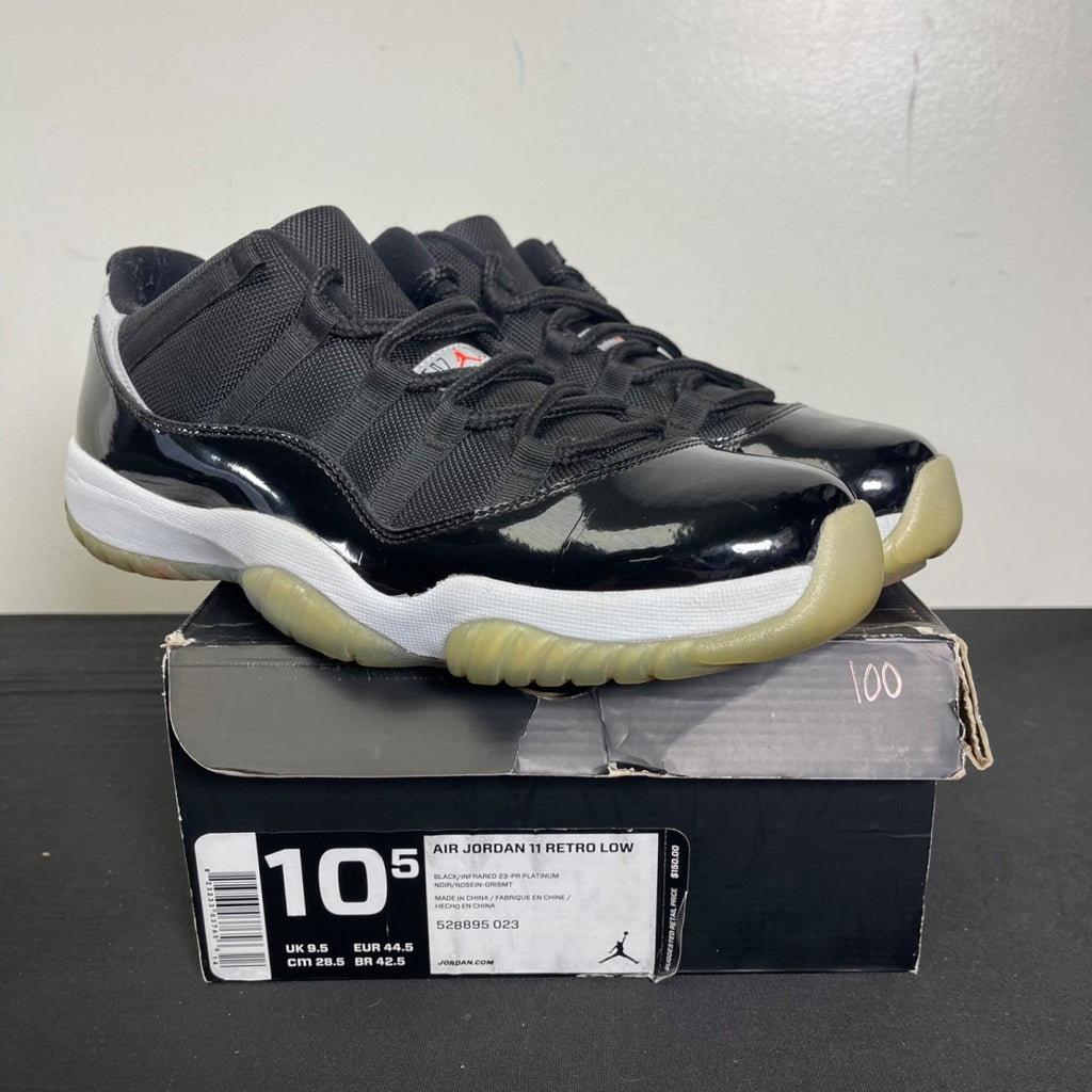 Jordan 11 Retro Low Infrared 10.5 (Moderately Worn Pre-Owned)JordanBlack/Infrared 23-Pure Platinum - Image 1