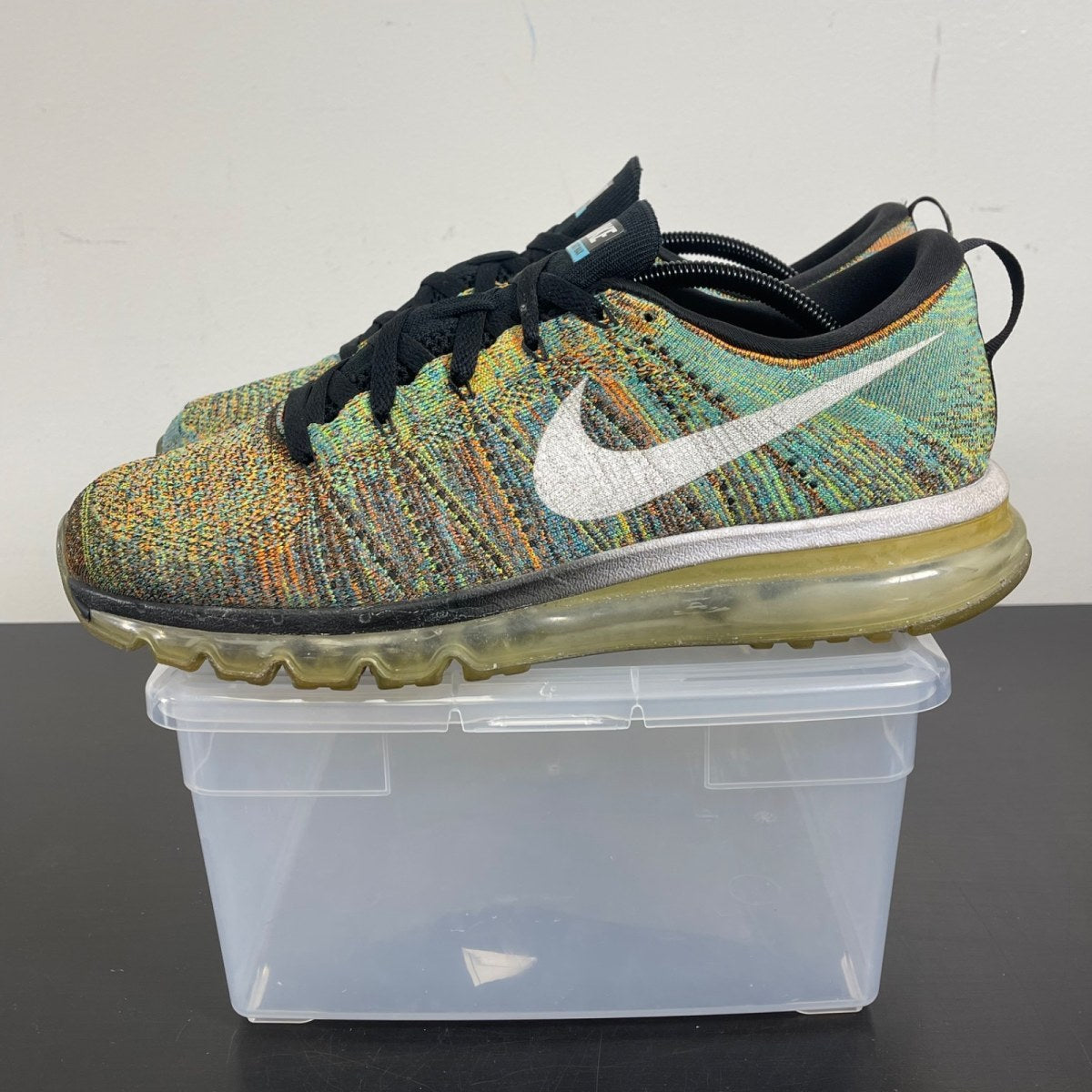 Nike Air Max 2015 Flyknit Multicolor 11.5 (Moderately Worn Pre-Owned)NikeBlack/Chlorine Blue-Total Orange-White - Image 3