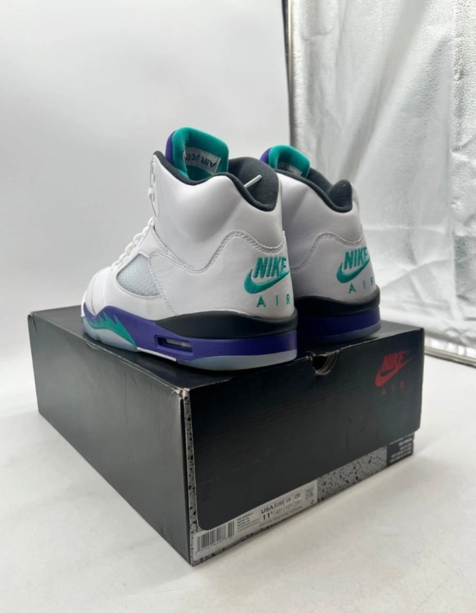 Jordan 5 Retro Grape (2025) 11.5 (Moderately Worn Pre-Owned)JordanWhite/Grape Ice-New Emerald - Image 6