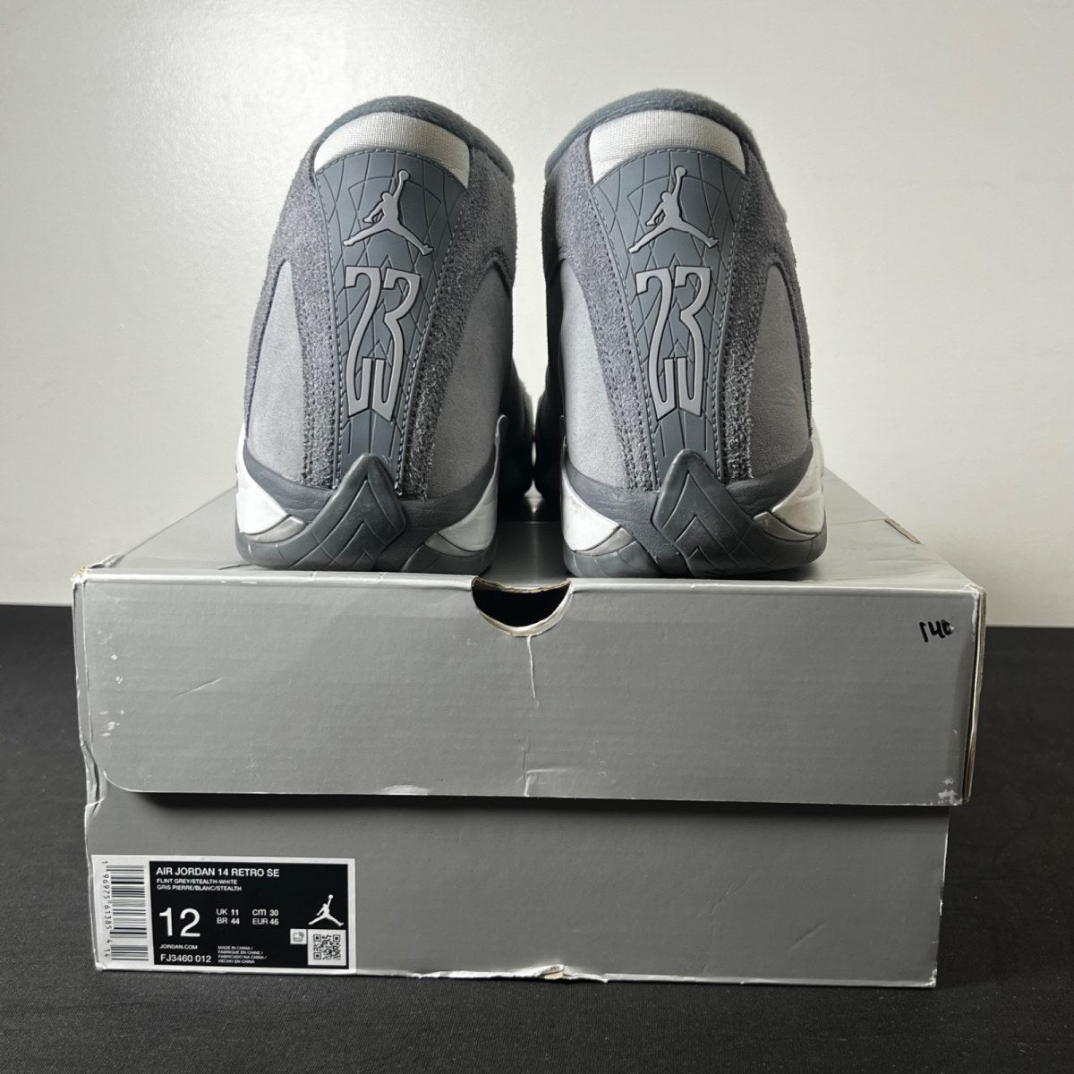 Jordan 14 Retro Flint Grey 12 (Moderately Worn Pre-Owned)JordanFlint Grey/Stealth Grey/White - Image 5