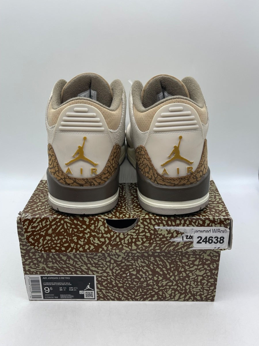 Jordan 3 Retro Palomino 9.5 (Moderately Worn Pre-Owned)JordanLight Orewood Brown/Metallic Gold/Light British Tan/Palomino - Image 3