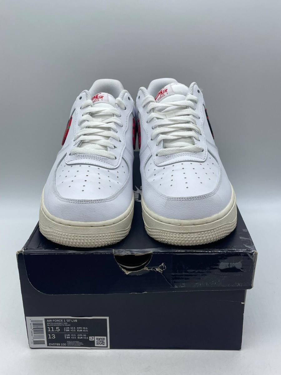 Nike Air Force 1 Low '07 LV8 Tartan Plaid White University Red 11.5 (Moderately Worn Pre-Owned)NikeWhite/Stadium Green/Pale Ivory/University Red - Image 2
