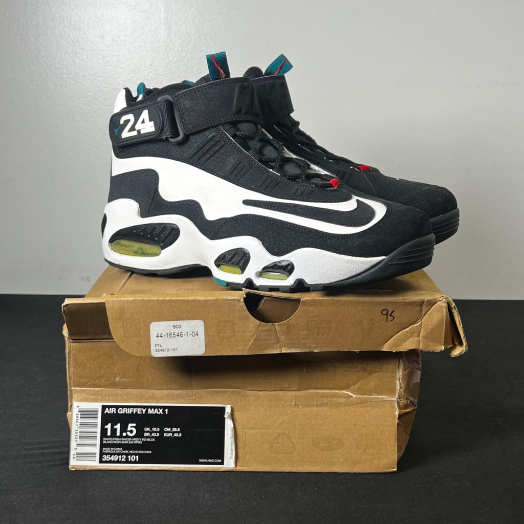 Nike Air Griffey Max 1 Fresh Water (2009) 11.5 (Moderately Worn Pre-Owned)NikeWhite/Fresh Water-Varsity Red-Black - Image 1