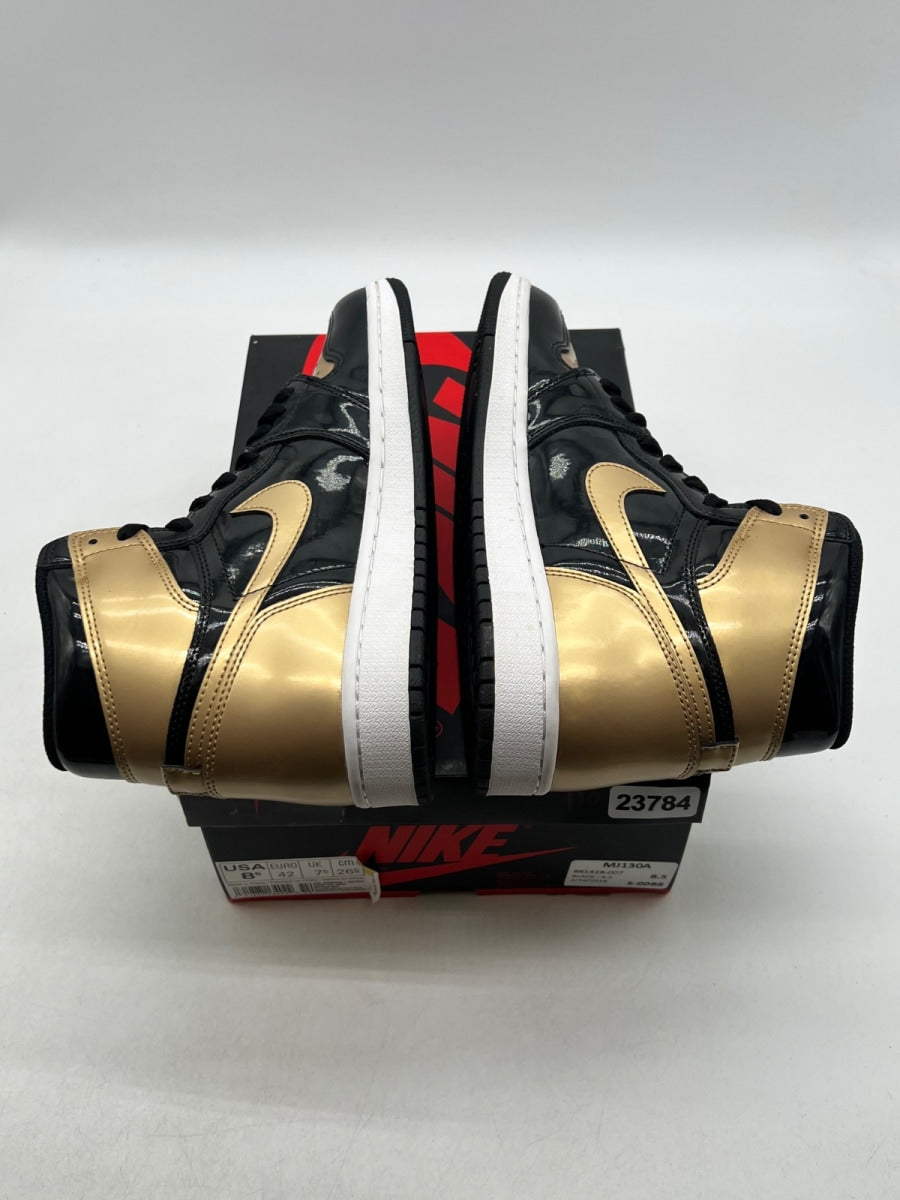 Jordan 1 Retro High NRG Patent Gold Toe 8.5 (Lightly Worn Pre-Owned)JordanBlack/Metallic Gold-Summit White - Image 9