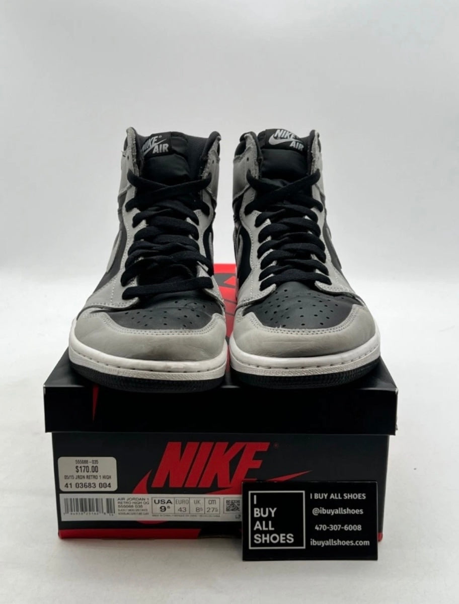Jordan 1 Retro High Shadow 2.0 9.5 (Heavily Worn Pre-Owned)JordanBlack/White-Light Smoke Grey - Image 2