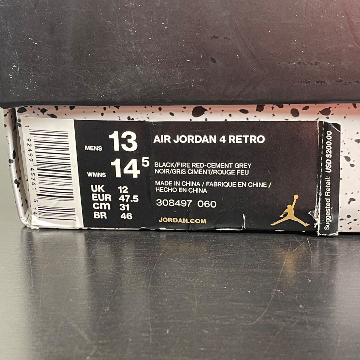 Jordan 4 Retro Bred (2019) 13 (Moderately Worn Pre-Owned)JordanBlack/Fire Red-Cement Grey-Summit White - Image 7
