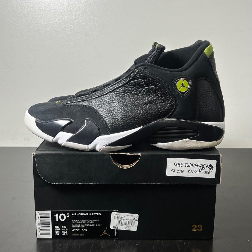 Jordan 14 Retro Indiglo (2016) 10.5 (Lightly Worn Pre-Owned)JordanBlack/White-Indiglo - Image 3