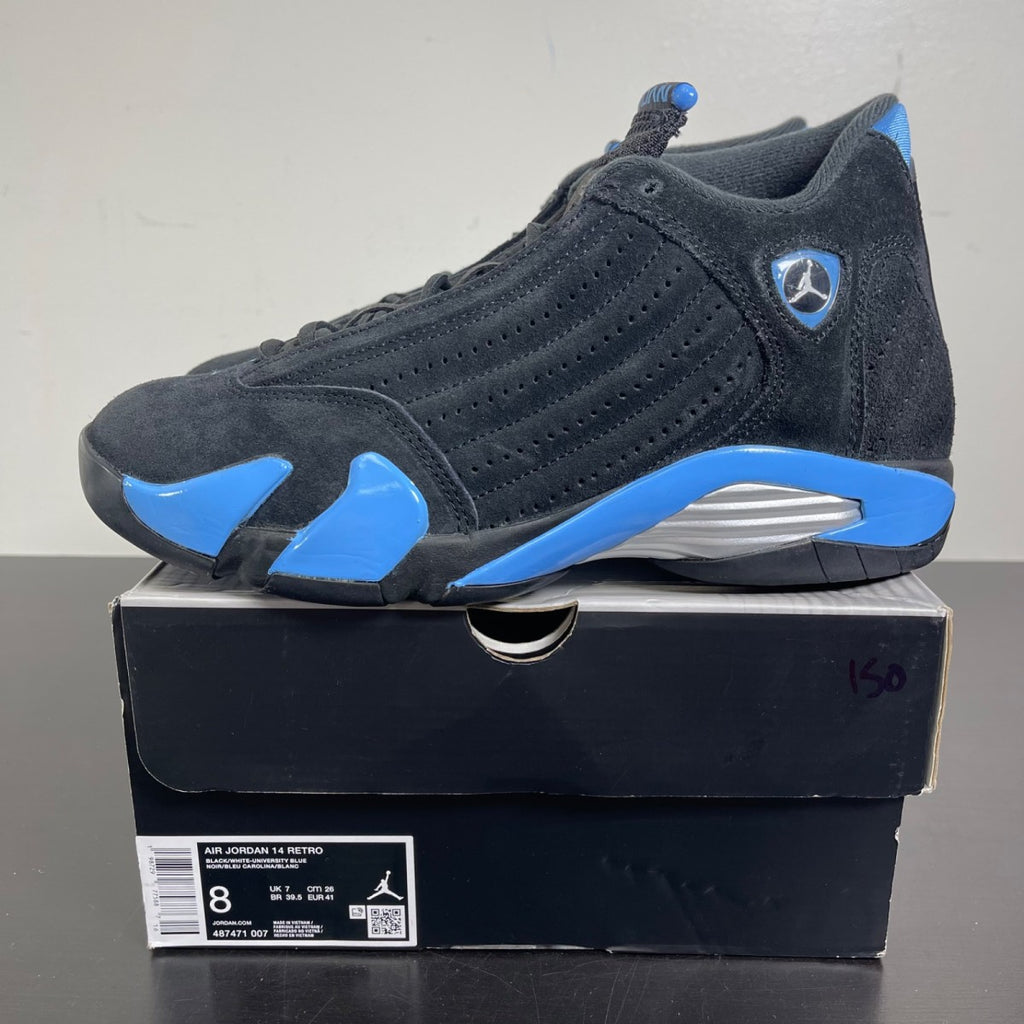 Jordan 14 Retro Black University Blue (2026) 8 (Moderately Worn Pre-Owned)JordanBlack/White/University Blue/Metallic Silver - Image 3