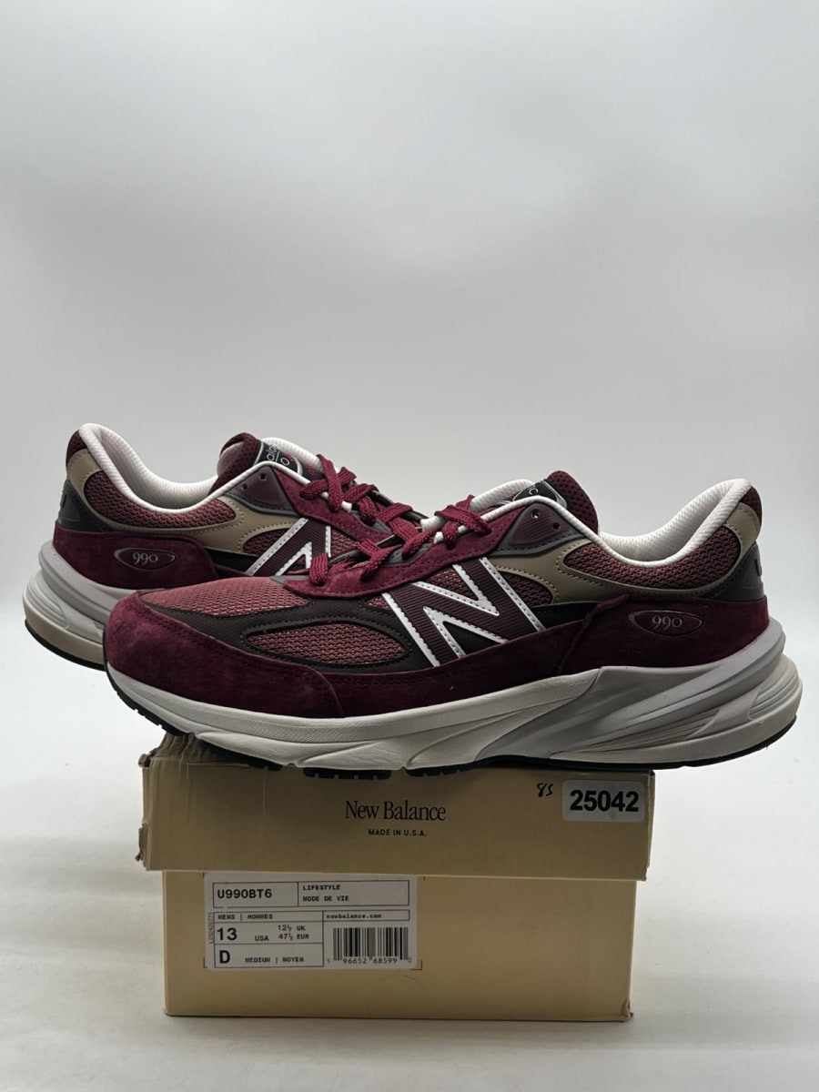 New Balance 990v6 MiUSA Teddy Santis Burgundy Tan 13 (Lightly Worn Pre-Owned)New BalanceBurgundy/Tan - Image 1