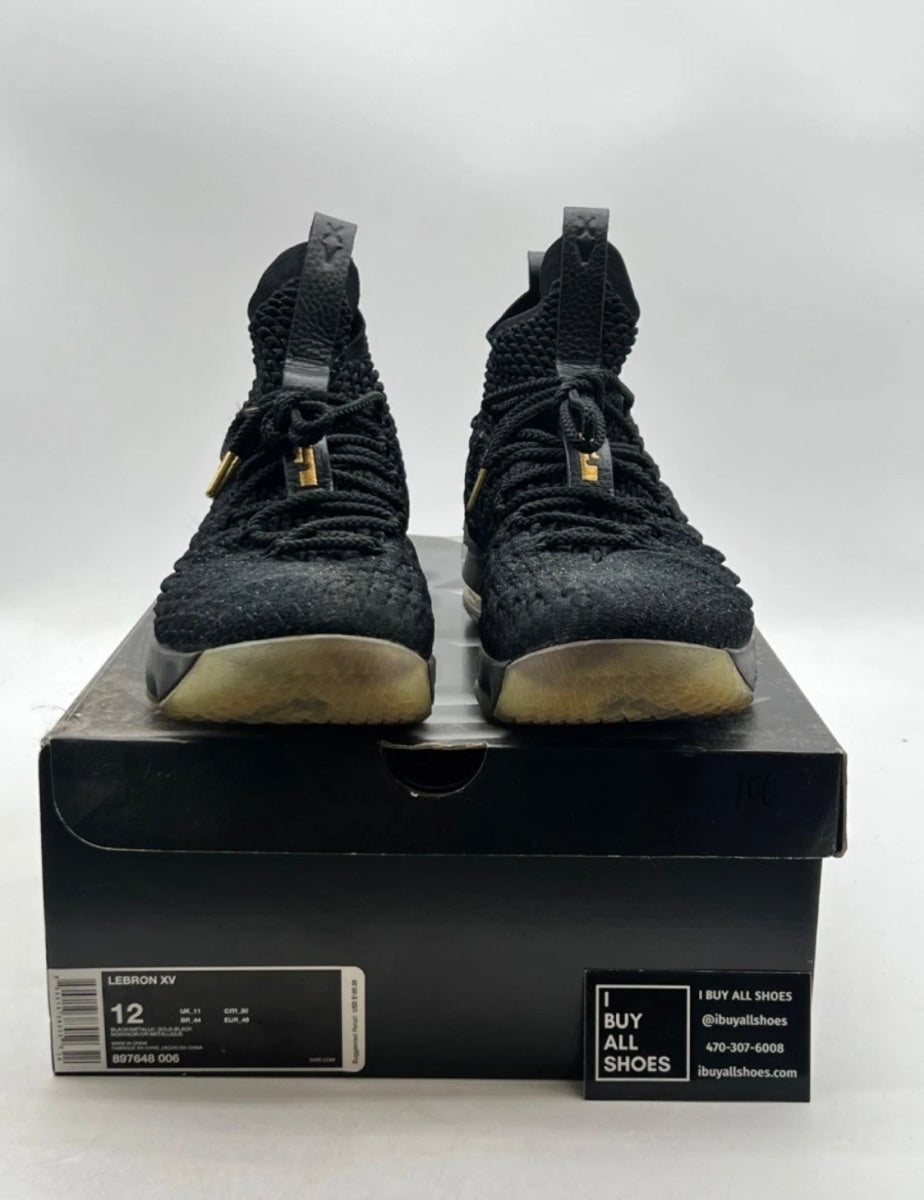 Nike LeBron 15 Black Gold 12 (Lightly Worn Pre-Owned)NikeBlack/Black-Metallic Gold - Image 2