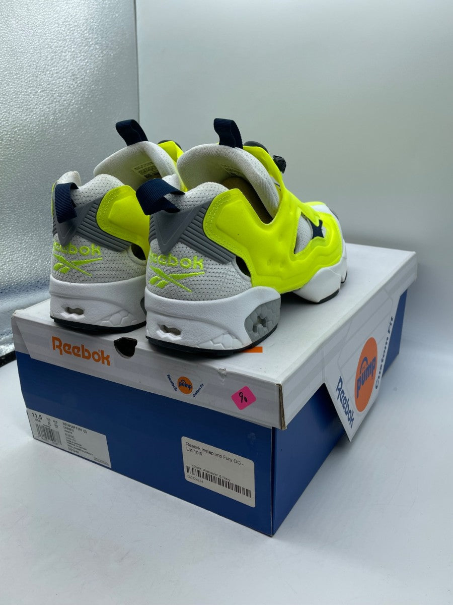 Reebok Instapump Fury OG Solar Yellow 11.5 (Moderately Worn Pre-Owned)ReebokSolar Yellow/White/Collegiate Navy - Image 5