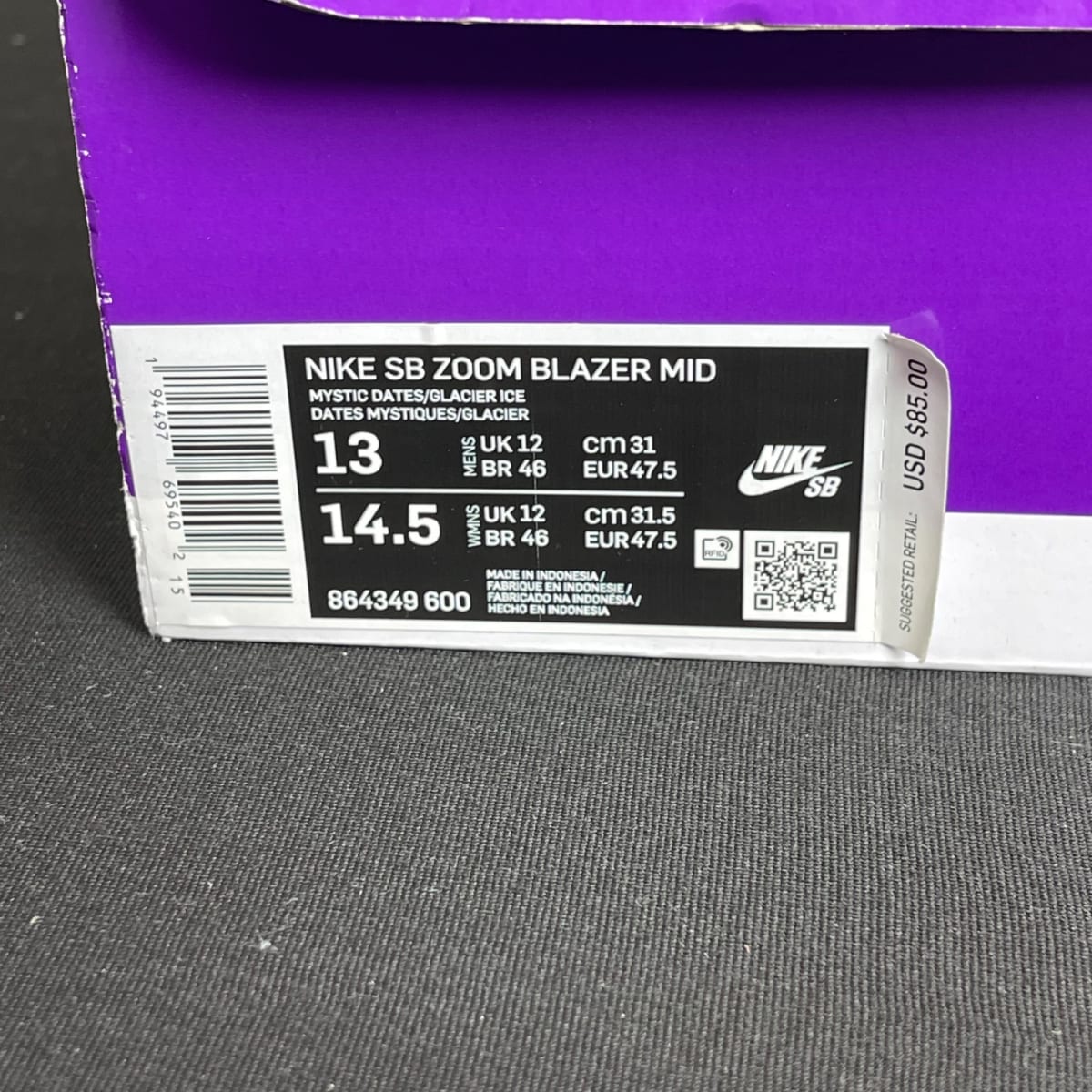 Nike Zoom Blazer Mid SB Mystic Dates Glacier Ice (Size 13) - aux