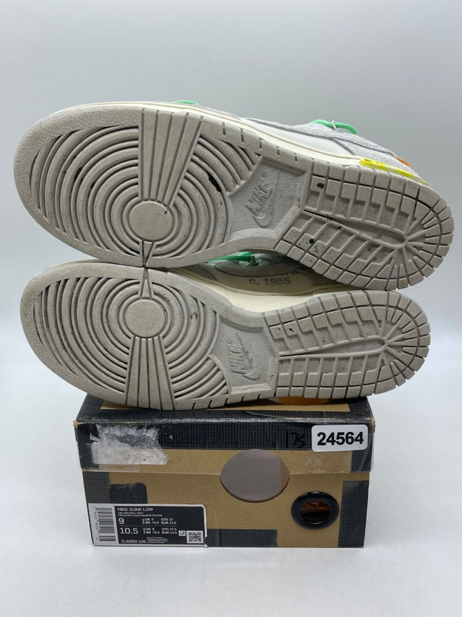 Nike Dunk Low Off-White Lot 14 9 (Moderately Worn Pre-Owned)NikeSail/Neutral Grey-Electro Green - Image 7