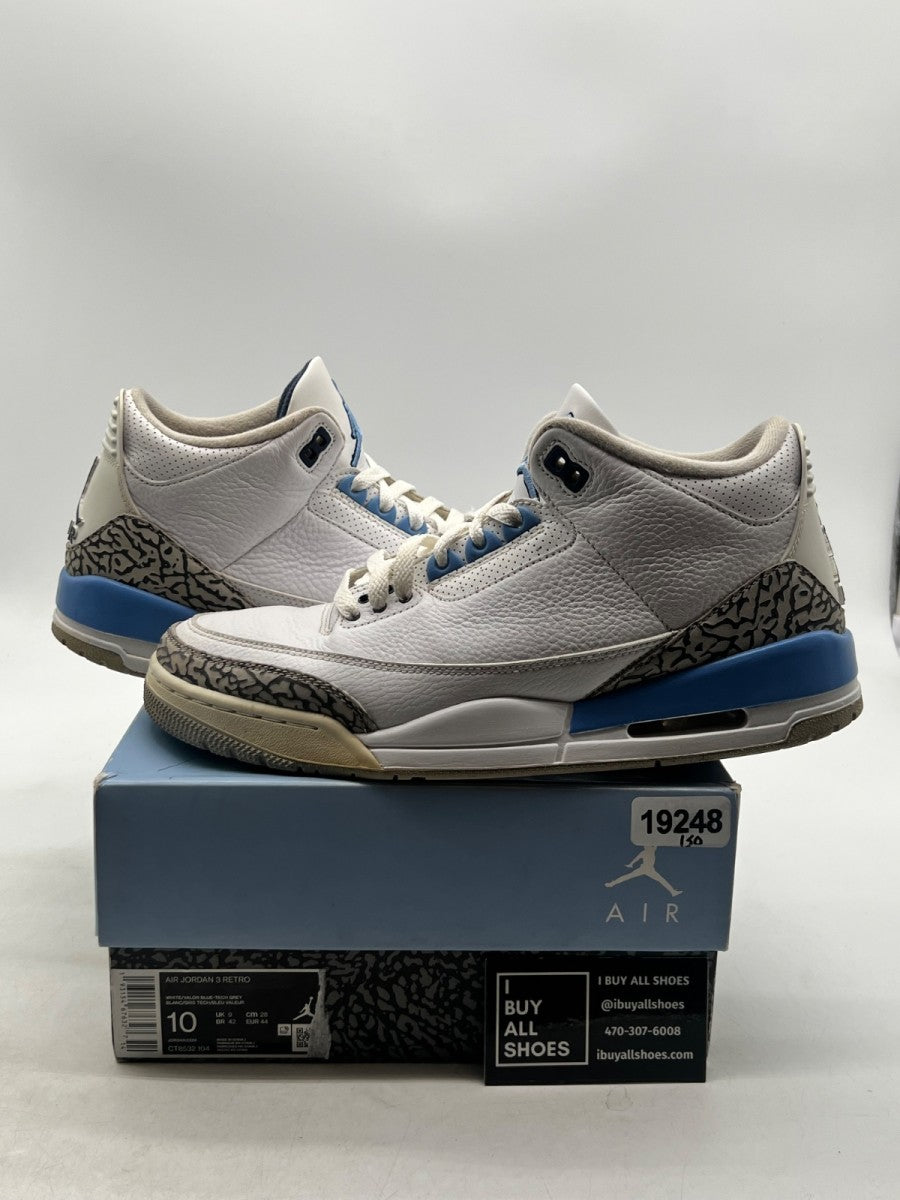 Jordan 3 Retro UNC (2020) 10 (Moderately Worn Pre-Owned) - Image 1