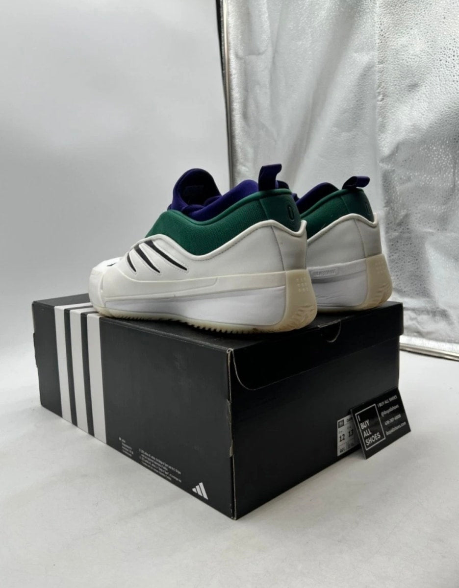 adidas Dame 9 Milwaukee Bucks 12 (Moderately Worn Pre-Owned)adidasCloud White/Core Black/Collegiate Green - Image 4