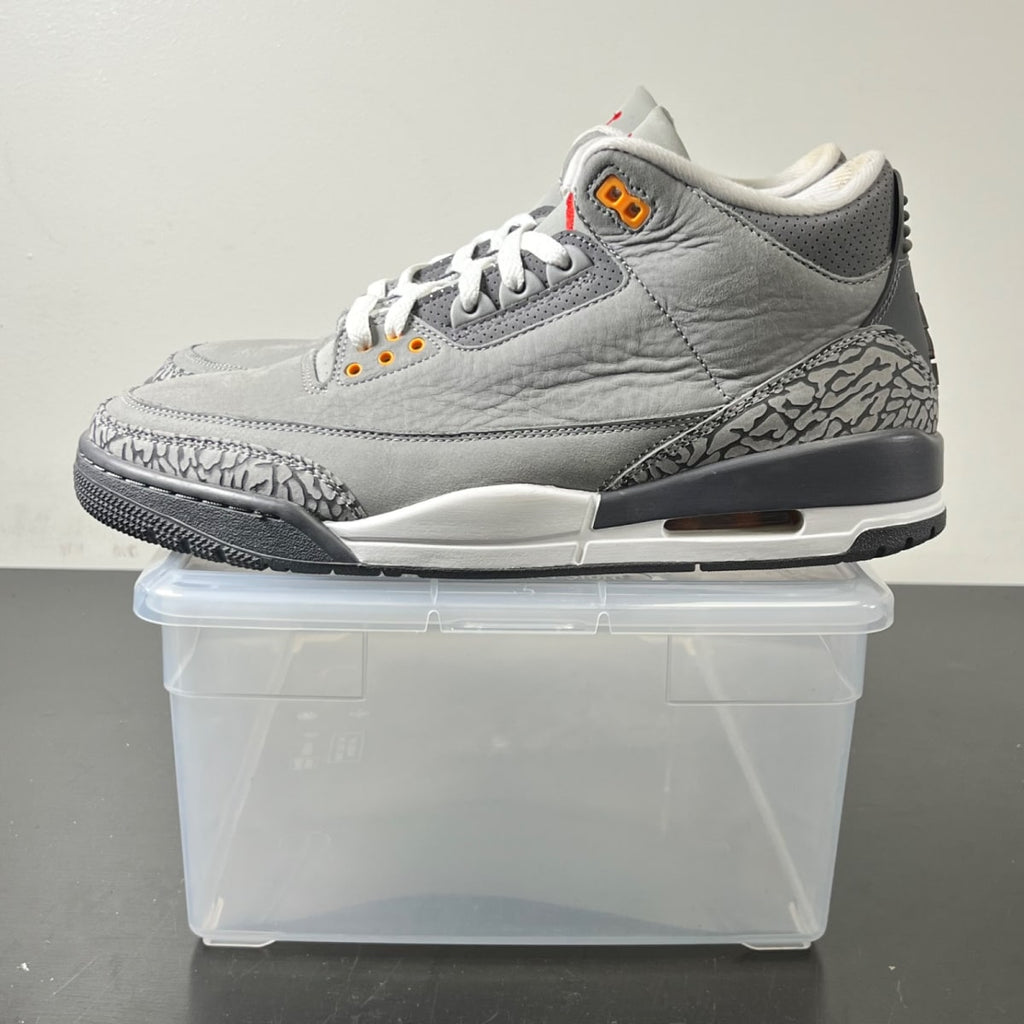 Jordan 3 Retro Cool Grey (2021) 11 (Lightly Worn Pre-Owned)JordanSilver/Light Graphite-Orange Peel-Sport Red - Image 3