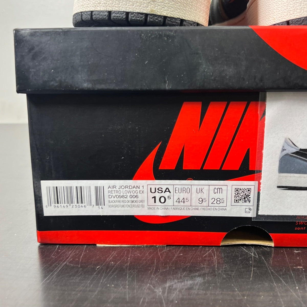 Jordan 1 Low OG EX Black Smoke Grey 10.5 (Lightly Worn Pre-Owned)JordanBlack/Dark Smoke Grey-Light Smoke Grey-Sail-Coconut Milk - Image 5