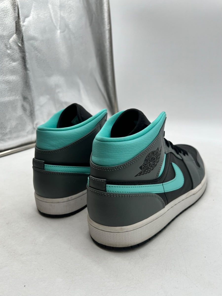 Jordan 1 Mid Grey Aqua 10.5 (Lightly Worn Pre-Owned)JordanBlack/Light Aqua-Dark Smoke Grey - Image 3