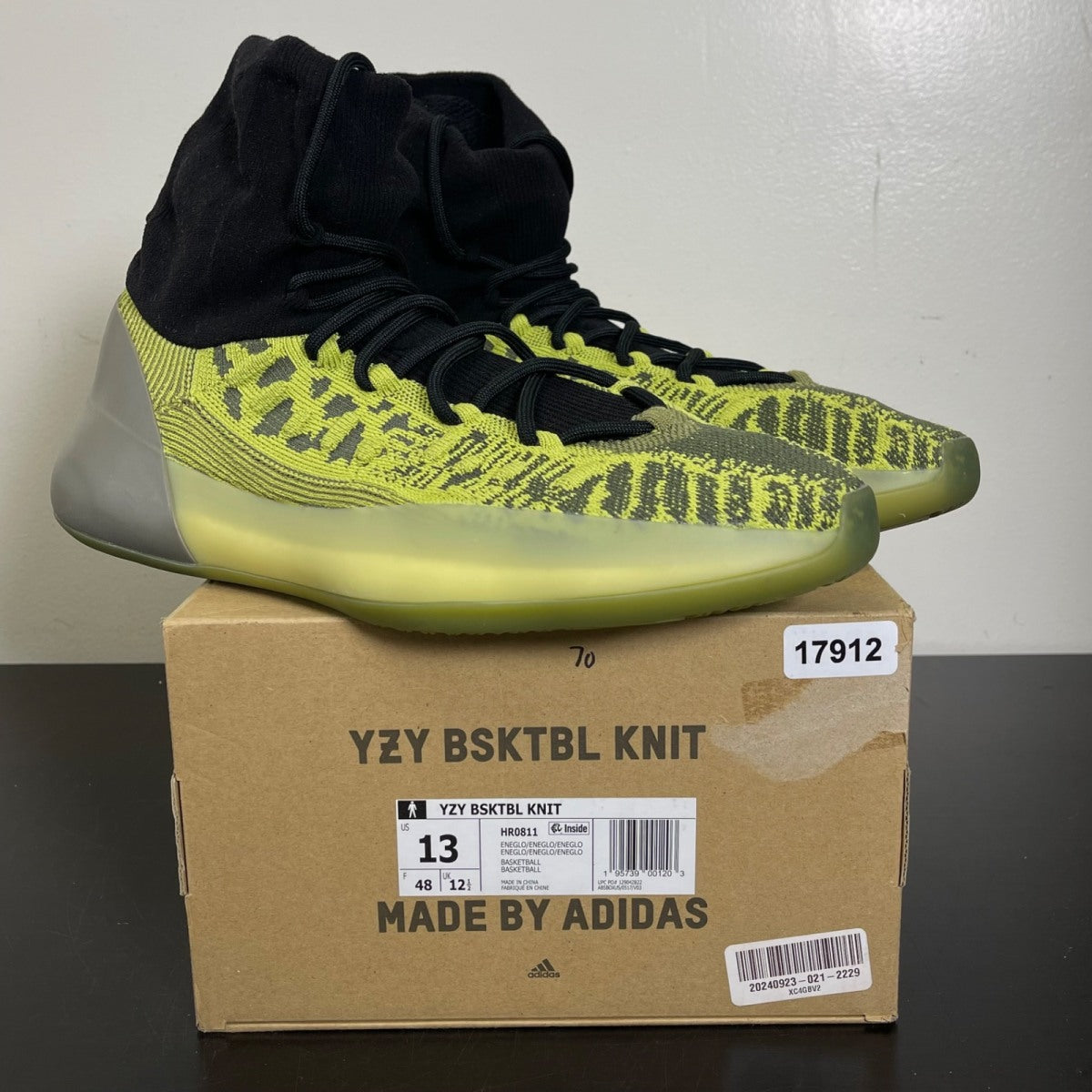 adidas Yeezy BSKTBL Knit Energy Glow 13 (Moderately Worn Pre-Owned)adidasEnergy Glow/Black - Image 1
