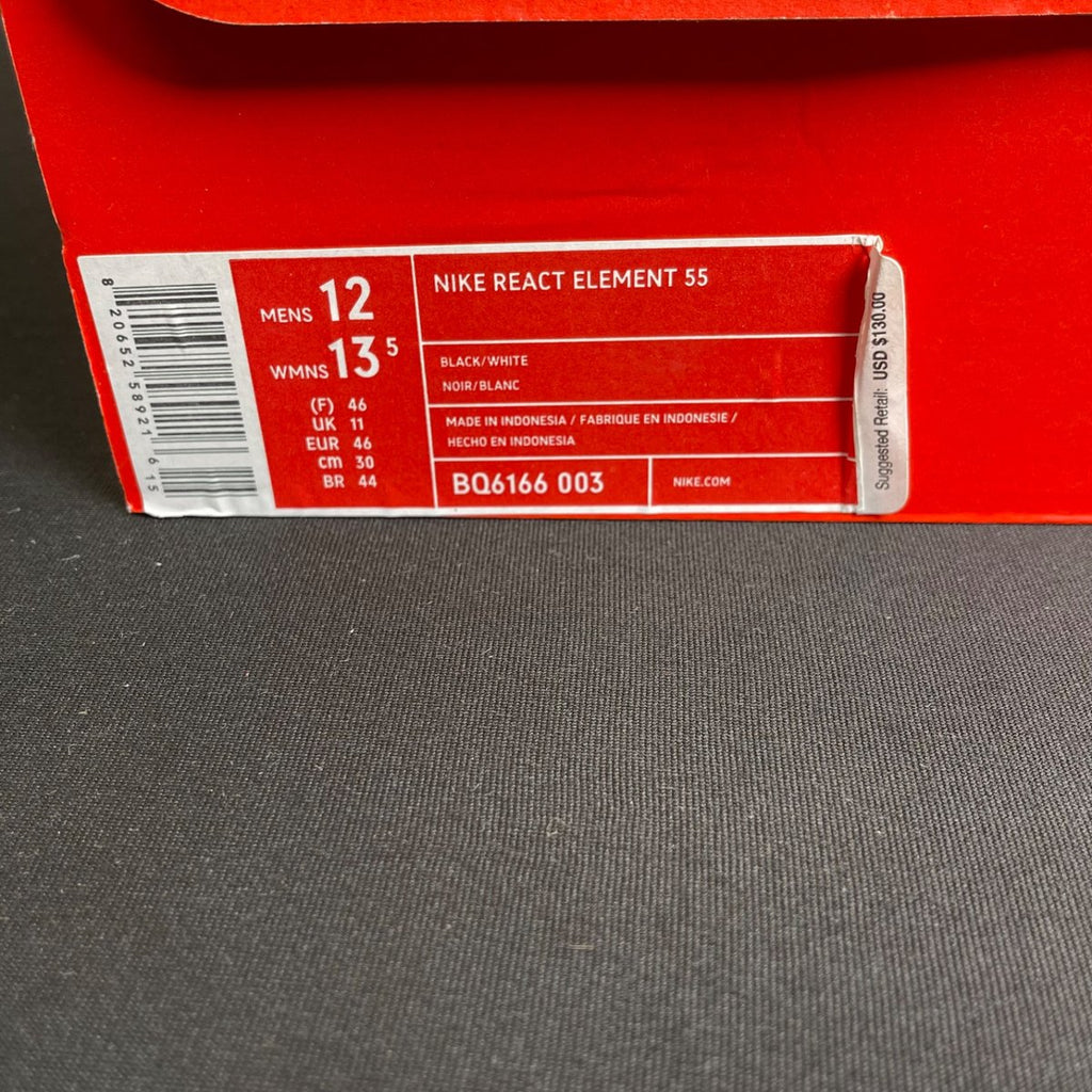 Nike React Element 55 Black White (Size 12) - aux