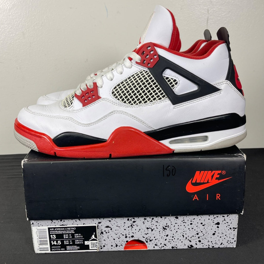 Jordan 4 Retro Fire Red (2020) 13 (Moderately Worn Pre-Owned)JordanWhite/Black-Tech Grey-Fire Red - Image 3