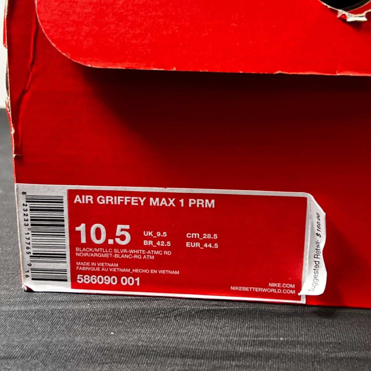 Nike Air Griffey Max 1 Safari 10.5 (Moderately Worn Pre-Owned)NikeBlack/Metallic Silver-White-Atomic Red - Image 4