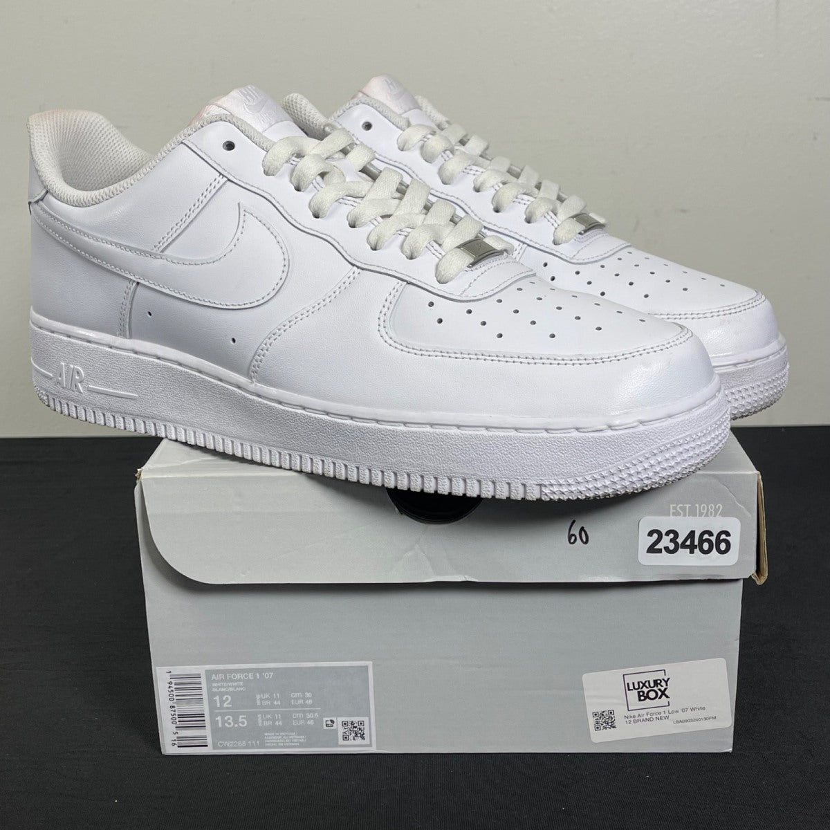 Nike Air Force 1 Low '07 White 12 (Moderately Worn Pre-Owned)NikeWhite/White - Image 1